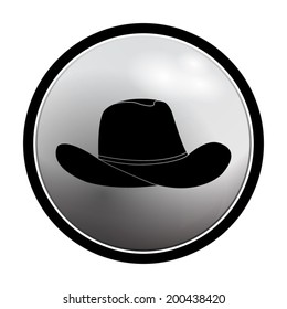 cowboy hat icon - vector round button on light background