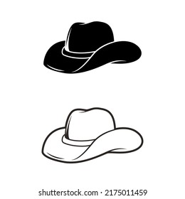 Cowboy hat icon vector set. west illustration sign collection. Texas symbol or logo.