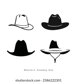 Cowboy Hat icon Vector set illustration isolated on white