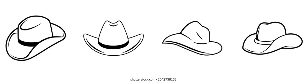 Cowboy hat icon vector set. west illustration sign collection. Texas symbol or logo.