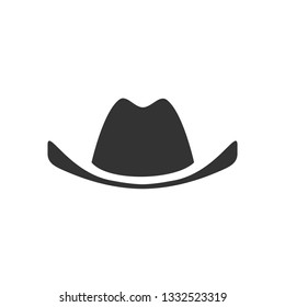 Cowboy Hat Icon, Vector Cowboy Hat Silhouette, Retro Western Fashion Hat Illustration.