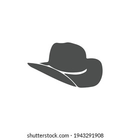 cowboy hat icon, vector cowboy hat silhouette, retro western fashion hat illustration