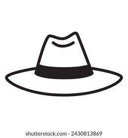 Cowboy hat icon.Western owboy at.Wild west lothes.Wild west hat.Outline vector illustration.Wild west police.Isolated on white background.