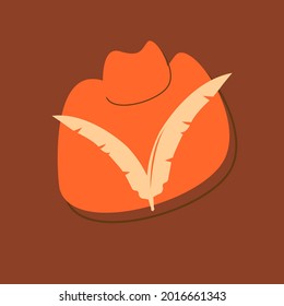cowboy hat illustration design with leaf