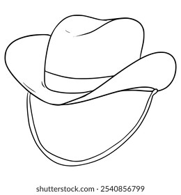 cowboy hat illustration hand drawn outline vetor