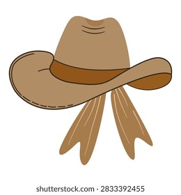 Cowboy Hat Illustration: A simple and charming illustration of a classic cowboy hat, complete with a decorative band and flowing ribbons.