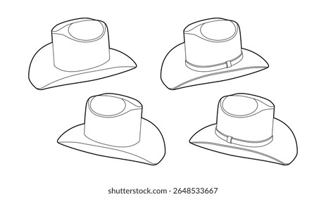 Cowboy hat Illustration Vector West Western Classic Vintage Cowgirl Country Music Image Fashion Beauty Store Shopping Head Cover