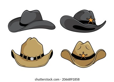 Cowboy Hat Illustrations Set Vector Collections