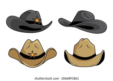 Cowboy Hat Illustrations Set Vector Collections