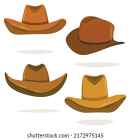 Un elemento aislado de sombrero de vaquero. Ilustración de dibujo vectorial para icono, juego, empaque, banner. Wild West, Western, concepto de vaquero.