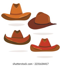 Un elemento aislado de sombrero de vaquero. Ilustración de dibujo vectorial para icono, juego, empaque, banner. Wild West, Western, concepto de vaquero.