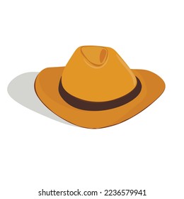 Cowboy hat isolated element. Vector drawing illustration for icon, game, packaging, banner. Wild west, western, cowboy concept.
