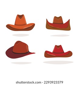 Un elemento aislado de sombrero de vaquero. Ilustración de dibujo vectorial para icono, juego, empaque, banner. Wild West, Western, concepto de vaquero.