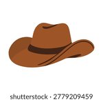 Cowboy hat isolated on white background. Wester texas country rodeo hat. Cowgirl costume. Vector flat illustration