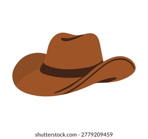 Cowboy hat isolated on white background. Wester texas country rodeo hat. Cowgirl costume. Vector flat illustration