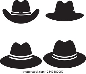 cowboy hat isolated Vector, cowboy hat Silhouette isolated , cow boy hat icon set, cowboy hat logo ,Vector illustration, Vector Graphic, EPS 10 , clip art work, 