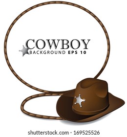 Cowboy hat and lasso leather background. EPS 10 vector, grouped for easy editing. No open shapes or paths.