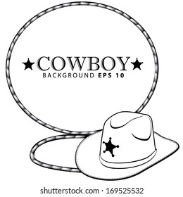 Cowboy hat and lasso leather background. EPS 10 vector, grouped for easy editing. No open shapes or paths.