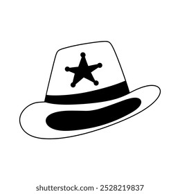 Cowboy hat in line art style in the aesthetics of the wild west. Vector illustration. 