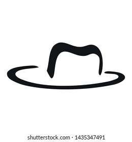 Cowboy hat line art vector icon in black and white