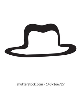 Cowboy hat line art vector icon in black and white