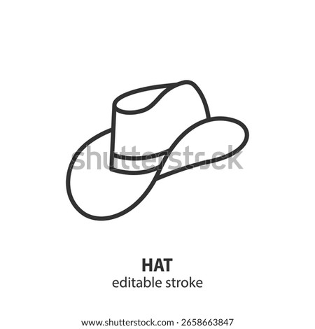 Cowboy hat line icon. Editable stroke. Vector illustration.