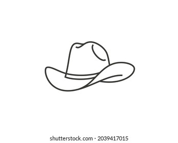 Cowboy hat line icon isolated on white. Hat icon vector illustration