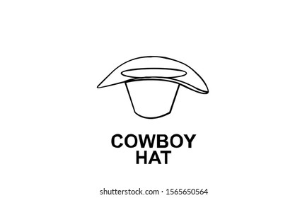 Cowboy hat line outline logo icon design vector illustration