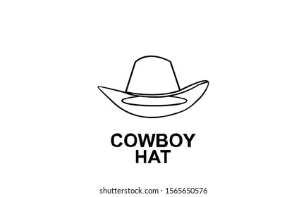 Cowboy hat line outline logo icon design vector illustration