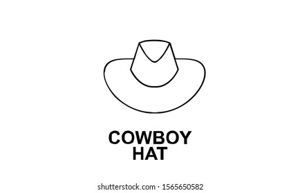 Cowboy hat line outline logo icon design vector illustration