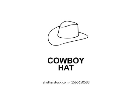 Cowboy hat line outline logo icon design vector illustration