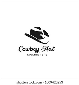 Cowboy hat logo design icon silhouette vector