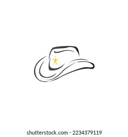 Icono de diseño de logotipo de sombrero de vaca vector de silueta