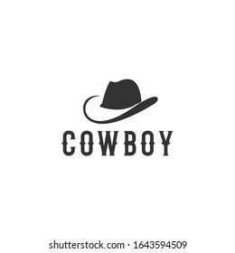 cowboy hat logo design template, simple white black color