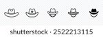 Cowboy hat logo icon, cowboy hat icon, cowboy cap icon, Western cowboy cap icon outline vector in black color. Western Style, Cowboys hat