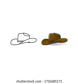 Cowboy hat logo icon flat design vector line art