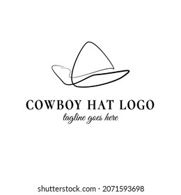 Cowboy hat logo inspiration template. Vector element for western logo concept idea. Hat logo initial brand template. Classic and modern minimal line art hat element.