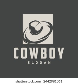 Cowboy hat logo simple old west country texas cowboy black minimalist design retro vintage vector silhouette