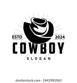 Cowboy hat logo simple old west country texas cowboy black minimalist design retro vintage vector silhouette