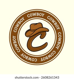 Cowboy hat logo stamp with letter C