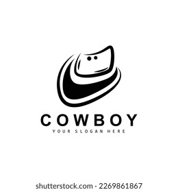 Cowboy Hat Logo, Texas Cowboy Design, Western Country Sheriff Hat Vector, Silhouette Icon