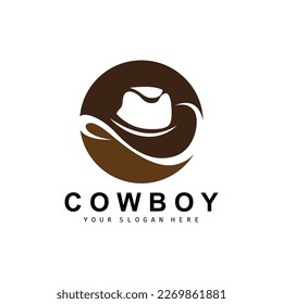 Cowboy Hat Logo, Texas Cowboy Design, Western Country Sheriff Hat Vector, Silhouette Icon