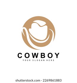 Cowboy Hat Logo, Texas Cowboy Design, Western Country Sheriff Hat Vector, Silhouette Icon