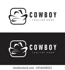 Cowboy hat logo vector hat illustration line texas rodeo cowboy template design