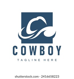 Cowboy hat logo vector hat illustration line texas rodeo cowboy template design