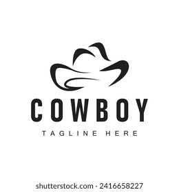 logotipo de sombrero de vaca vectorial de la línea de la ilustración texas diseño de plantilla de vaquero de rodeo