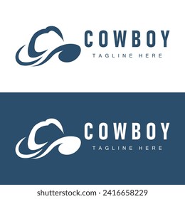 Cowboy hat logo vector hat illustration line texas rodeo cowboy template design