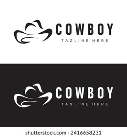 Cowboy hat logo vector hat illustration line texas rodeo cowboy template design