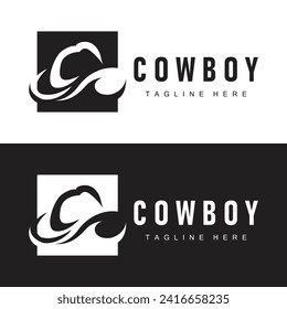 Cowboy hat logo vector hat illustration line texas rodeo cowboy template design
