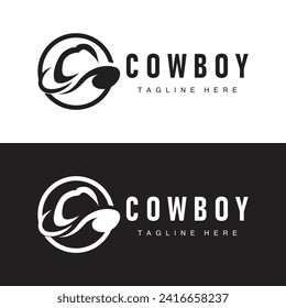 Cowboy hat logo vector hat illustration line texas rodeo cowboy template design